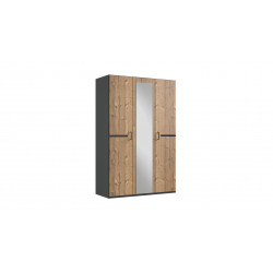 Armoire adulte contemporaine 135 cm chêne foncé/graphite Yasmine