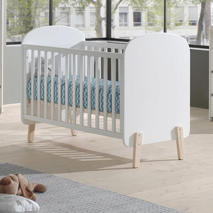 Lit bébé évolutif scandinave blanc/chêne Edisson